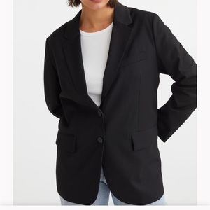 Black oversized single breasted blazer with shoulder pads